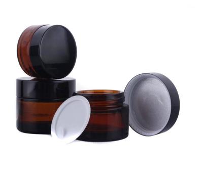 China Brown Makeup Jars Bottles Jars Personal Care 5g 10g 15g 20g 30g 50g 100g Amber Glass Cosmetic Lotion Cream Powder Containers for sale