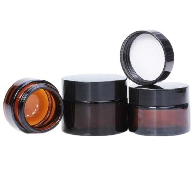 China Personal Care Color Cosmetic Packaging Cosmetic Cream Jar With Lid Amber Round Glass Skin Care Personal Care Cream Screw Cap Available 100pcs for sale