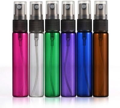 China 10ml 1/3oz Personal Care 6 Colors Mist Glass Atomizer Empty Fine Spray Bottle Glass Perfume Bottles Refillable Clean Cloth For Travel Party for sale