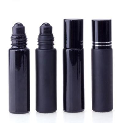 China Personal Care Essential Oil 10ml Matte Black Roller Bottle for sale