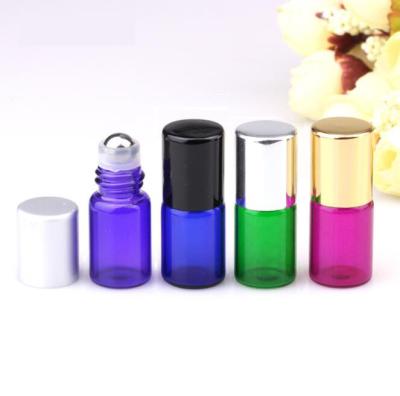 China Personal Care 1ml 2ml 3ml Glass Roll On Perfume Bottle Stainless Steel Rollerball Essential Oil Sample Refillable Liquid Cosmetic Bottle for sale