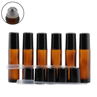 China High Quality Personal Care Essential Oil 10ml Amber Roll On Bottle With Stainless Steel Trackball For Essential Oils In Stock for sale