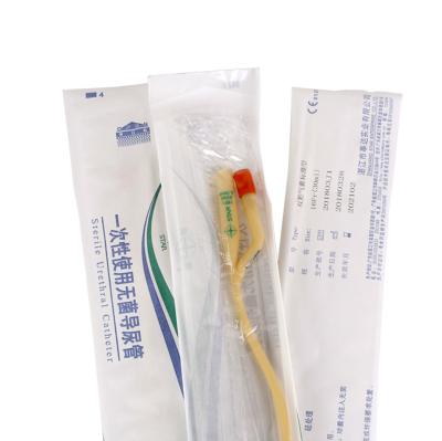 China Silica Gel 12/14/16/18/20 Single-Use Double-Lumen Urethral Catheter Male And Female Latex Rubber Urethral Catheter for sale