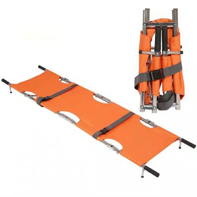 China Manufacturers Hospital Folding Stretcher Portable Foldable Medical Stretcher Double Metal Stretcher Rescue Stretcher for sale