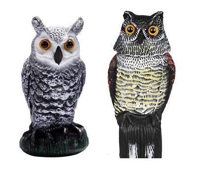 China Owl Scarecrow Plastic Sculpture With Rotating Head For Outdoor Garden Yard Customized Size for sale