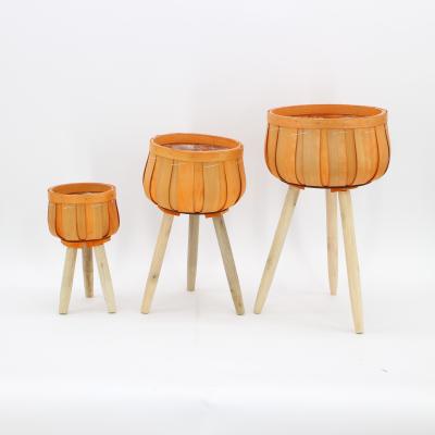 China CLASSIC Wooden Round Flower Pots And Planters Stand With Removable Legs for sale