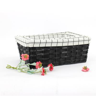 China Sustainable Fashion Customized Storage Baskets And Bin Container / Wicker Organizer Box With Fabric Lining for sale