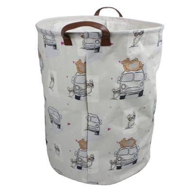 China Home Large Capacity Storage Casual Laundry Basket Laundry Hamper Hot Selling Foldable Cylindrical Bag for sale