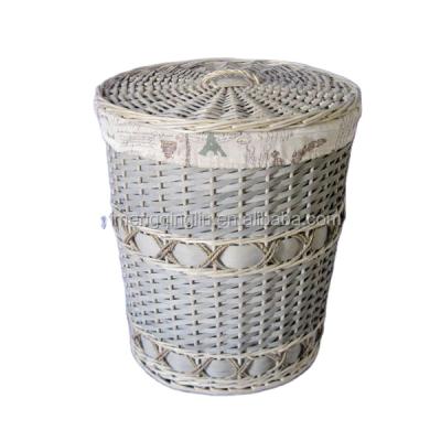 China Sustainable willow laundry baskets, wicker laundry baskets, gray color for sale