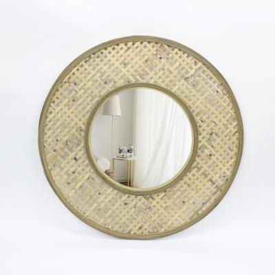 China Eco-friendly Promotional Products Handmade Craft Home Wall Mirror Rattan Wicker Mirrors Decorative Mirrors For Indoor for sale