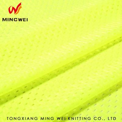 China Anti Static Tulle Rolls Stretch Knitted Mesh Fabric Fluorescent Yellow for sale