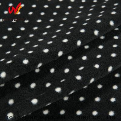 China Anti-pilling polka white black anti-static Swiss anti-static Dots Polar Fleece Soft Fabric for sale