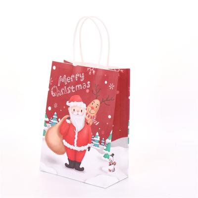 China Small New Year Biodegradable Retail Custom Design Logo Print Christmas Kraft Paper Cookie Bags For Person for sale