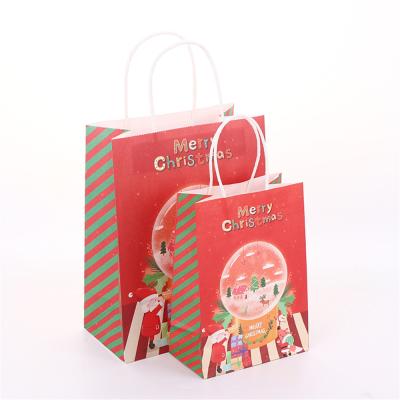 China Food Grade Takeaway Twisted Logo Handle Christmas Paper Bags Kraft Paper Bag Biodegradable Custom Shopping Bags for sale