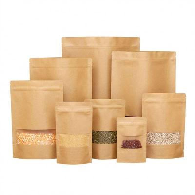 China Recycled Materials Store 9*14Cm Waterproof Zipper Sealed Resealable Zip Lock Food Grade Kraft Paper Coffee Bags for sale