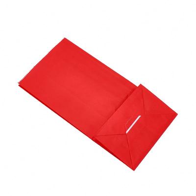 China 10x5x13cm Recyclable Low Price Custom Printed High Quality Stand Up Red SOS Kraft Paper Bags Without Handle for sale