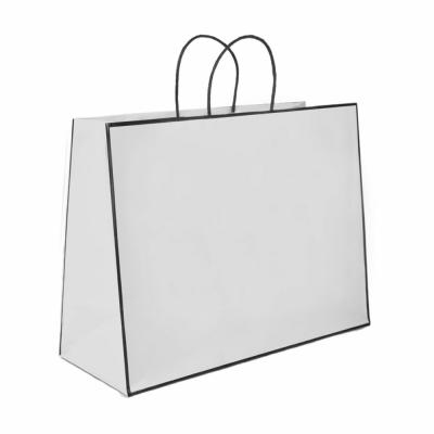 China Recyclable Fashion Packaging Wholesale Large Size Custom Logo Printed Art Paper Bags With Handle White for sale