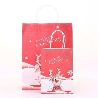 China Disposable Goods 5Kg Printed Bulk Custom Printing Kraft White Christmas Than Paper Gift Bag Shopping Handbags for sale