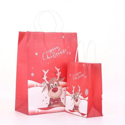 China Disposable Eco-Friendly Take-Out Food Holder Biodegradable Custom Printed Kraft Paper Lined Christmas Coffee Gift Handbag for sale