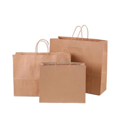 China Recyclable Maker Take Away Eco Friendly Packaging Holder Up Reusable Craft Handle Kraft Paper Bag Printing for sale