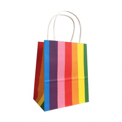 China Recycled Materials Kraft Paper Craft Colored Paper Bag With Color Handle Multicolor Kraft Paper Bags for sale