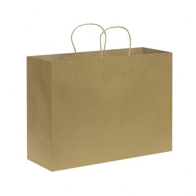 China Recycled Materials Kraft Paper Bags With Chain Handle Retail Paper Shopping Bag SOS Brown Paper Bags With Handle for sale