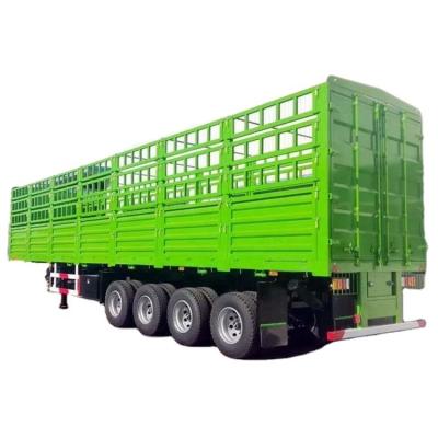 China Huatong 3 Axle 60T Trailer Truck Cargo Fence Semi Truck Trailer for sale