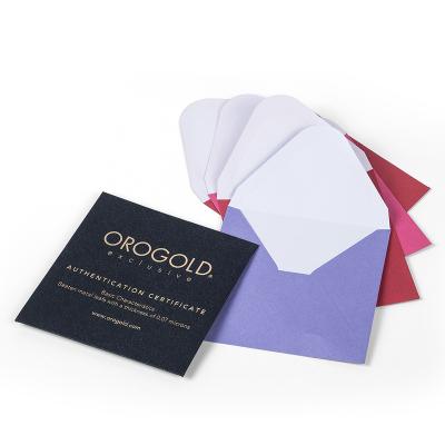 China High Quality Custom Business Envelope Logo Print Diamond Shaped Business Envelope Gift Certificate Envelope for sale