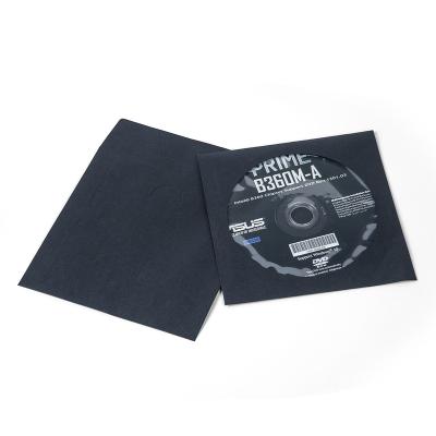 China Recycled Materials Black Color CD DVD Paper Sleeves Disc Sleeves Cover Manufacturer for sale