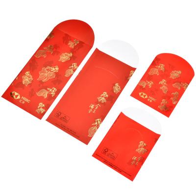 China Custom Logo Gold Stamp Custom Red Red Packet Certification FSC Pocket Chinese New Year Red Packet for sale