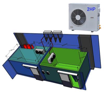 China Hotels 2HP air cooled package condensing unit with hi-COP scroll compressor is designed as cooling engine for various applications for sale