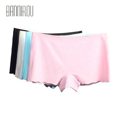 China Antibacterial Wholesale Seamless Ice Silk Underwear For Women Solid Panties Female Boyshort L-3XL 5 Colors for sale