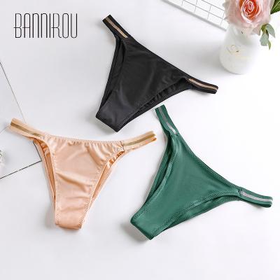 China Antibacterial Ice Silk Thongs For Women Panties Underwear Strap Thongs For Woman S-XL High Quality 7 Colors for sale