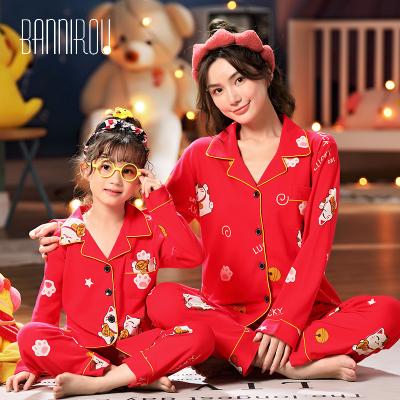 China QUICK DRY Cotton Women's Ladies Pajamas Family Long Sleeve Nightgowns Family Pajamas Set For Kid Man Woman for sale