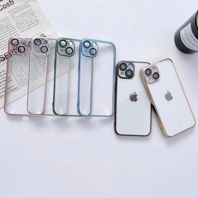 China Luxury Shockproof Electroplating Transparent Ultrathin Hard PC Phone Case For Apple Iphone 14 pro max 13 Mini Hard Clear Cases Cover for sale