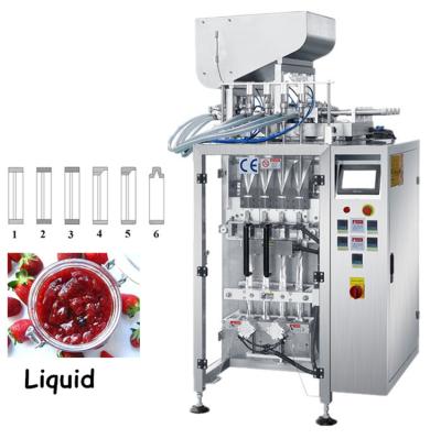 China Factory Price Automatic Food 6 Lanes 4 Liquid Lanes / Jelly / Ketchup / Sauce Multi Lanes Stick Packaging Machine for sale