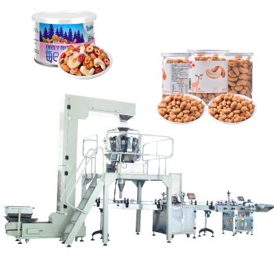 China Food Nuts Multi Heads Weighing Filling Canning Line Pellet Filler Sealer Machine Cashew Packaging Equipment for sale