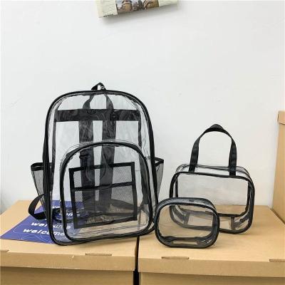 China Superstar Waterproof Same Bag PVC Wholesale Transparent School Backpacks Clear Wallet Handbags Set Jelly Cosmetic Bag For Women Girl Boy for sale