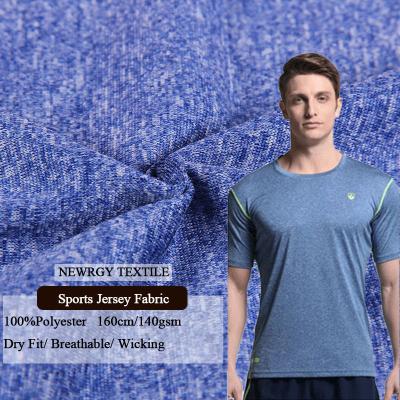 China Anti Pill Drifit 100 Polyester Sportswear Tank Top Polyester Sports Knitted Functional Fabric T-shirt Fabric Wicking for sale