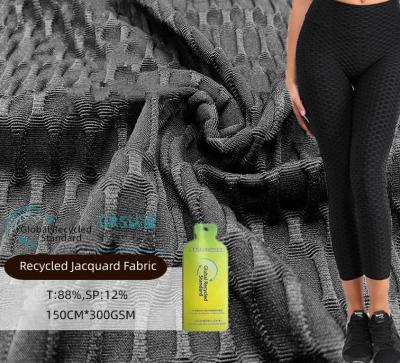 China Breathable Hot Sale High Stretch Recycled Polyester Spandex Bubble Jacquard Honeycomb Fabric For Bubble Butt Yoga Legging Pants for sale