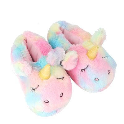 China Fashion Trend Fleece Plush Bedroom Women Girls Ice Indoor Cotton Shoes Cute Unicorn Plush Warm Non Slip Insurance Commercial Slippers for sale