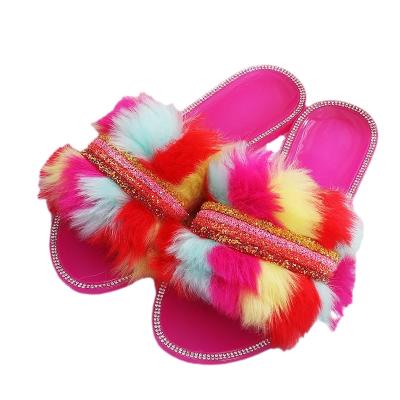 China Fashion Trend Comfortable Fur Slippers Slides NEW Design Indoor Outdoor Plush Slipper Shoes Customized Colors Ladies Fluffy Shoes for sale