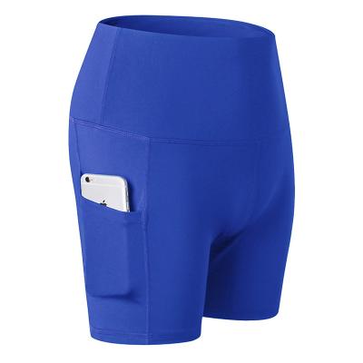 China QUICK DRY Running Seamless Compression Shorts Blue Woman Sport Gym Fitness High Waist for sale