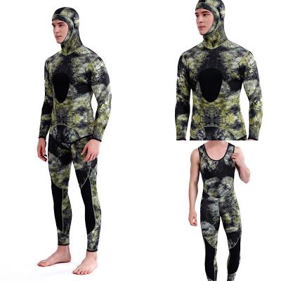 China New waterproof neoprene wetsuit 3MM camouflage hunting fish men's two-piece wetsuit TSMCYD for cold and hot for sale