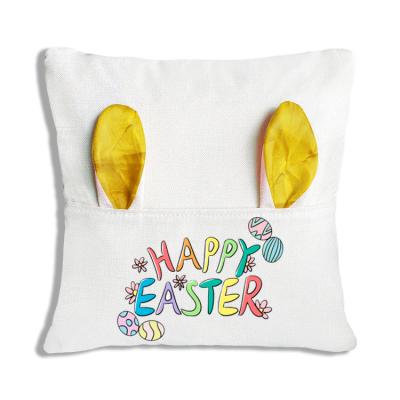 China 2021 Sublimation Viable Easter Bunny Pillow Case 16 inches Canvas Pouch Sofa Car Pillow Case Cushion for sale