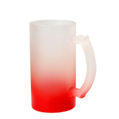 China 16oz custom gradient beer mug advertising promotion viable sublimation frosted glass beer mug for sale