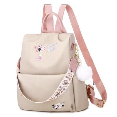 China Custom DesignerWaterproof Nylon Embroidery Waterproof Women Bag Anti-theft Backpack For Girls for sale