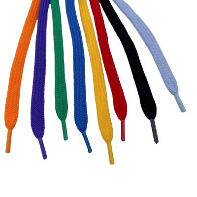 China 8-10mm Width Fashion Viable Color Polyester Rope Flat Laces for sale