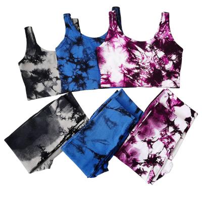 China Women Gym Clothing Antibacterial High Waist Leggings Seamless Yoga Pants Tie-Dye Women Fitness Leggings for sale