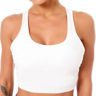 China Antibacterial side crosses gather running bra women's white sports bra beautiful back sports bra for sale